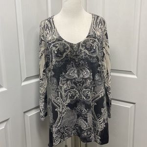 Live and Let Live Paisley V-Neck Long Sleeve Tunic 3X